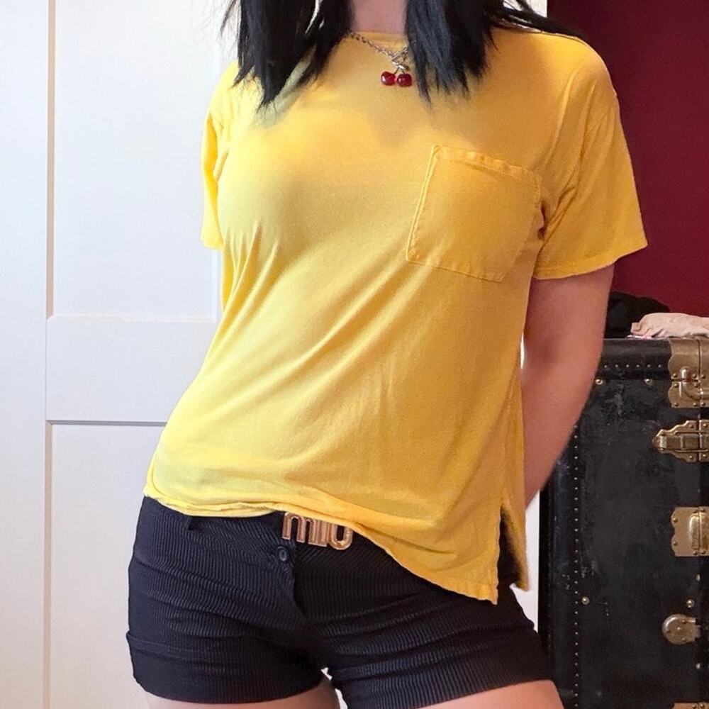 yellow pocket tee